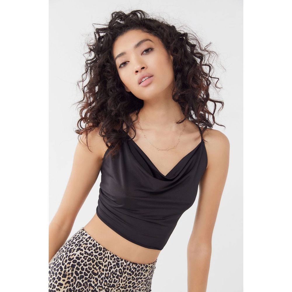 ☆ UO satin cowl neck tie-back crop ☆